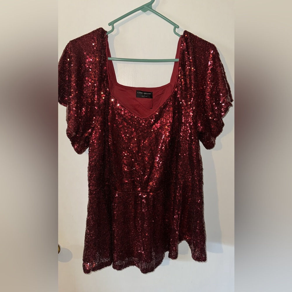 Lane Bryant Red Sweetheart Peplum Top size 14